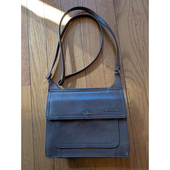 Fossil Vintage 90s Y2K Brown Leather Crossbody Bag - Picture 2 of 6